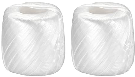 sourcing map Poliéster Nylon Plástico Cuerda Cordel Doméstico Atado para Embalaje Jardinería Artesanía, 200m Longitud, Blanco Paquete de 2