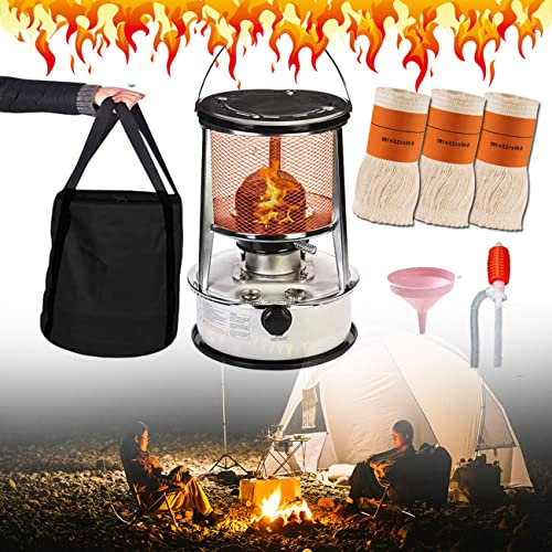 Poêle à pétrole for intérieurs sans électricité avec 3 mèches, grand chauffage au pétrole avec protection contre les chutes, portable efficace for l'équipement d'occultation de barbecue de camping en