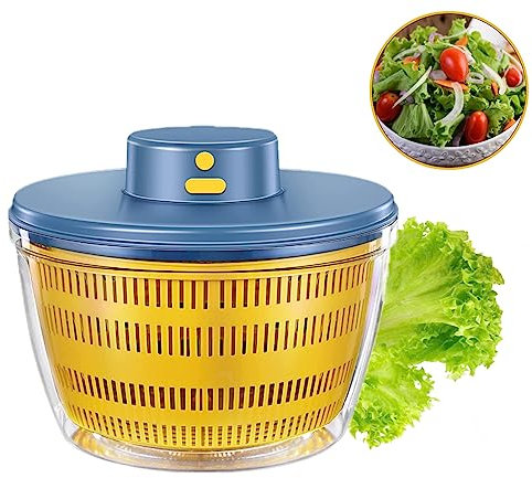 Ulable Essoreuse à Salade Automatique sans Fil USB 4000 ML Déshydrateur Automatique pour Fruits et légumes, saladier pour Servir, assèchement Rapide, ustensile de Cuisine dans Une Couleur Tendance