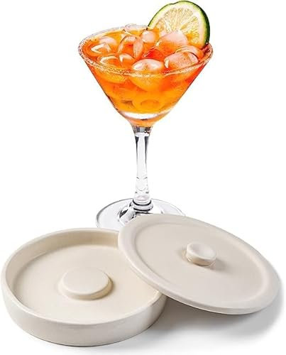 Cosnou Ceramic Margarita Salt Rimmer with Lid Home Bar Accessories for Seasoning - Rimmers for Drinks - Bartender Kit Tools - Bar Decor ，Sugar Salt Rimmer Plate （Hand Make）
