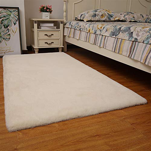 Guetto Hochflor Teppich - Comfy Taupe - Shaggy - Modern - Wohnzimmer, Esszimmer, Schlafzimmer - Fellteppich - Modern Kunstfell Carpet für Schlafzimmer,Cream,60x120 cm