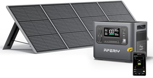 AFERIY Generateur Electrique Portable 2400W avec Panneau Solaire 200W, 2048Wh Batteries LiFePO4, Sorties AC 220V-240V, Panneau Solaire Pliable avec Ports USB, IP65, pour Camping/Maison/Domicile