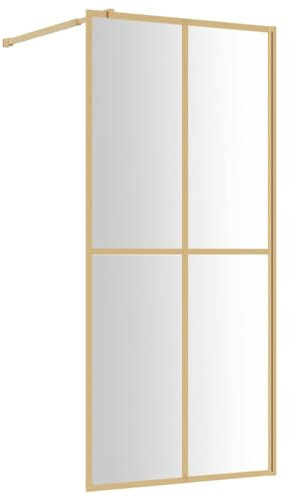 vidaXL Parete per Doccia Walk-in Vetro Trasparente ESG 100x195 cm Oro