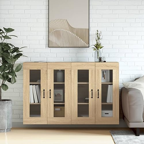 LAPOOH Wandschränke 2 STK. Sonoma-Eiche Holzwerkstoff~Hängeschrank, Badezimmerschrank, Badschrank, Aufsatzschrank, Gewürzschrank, Wall Cabinet 3197907