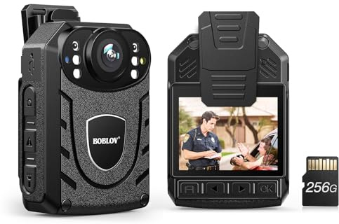 BOBLOV KJ21 256GB Body Camera, 1296P Police Body Worn Cameras, Bodycams for Security Support Memory Expand, Lightweight and Portable Easy to Operate (256GB)