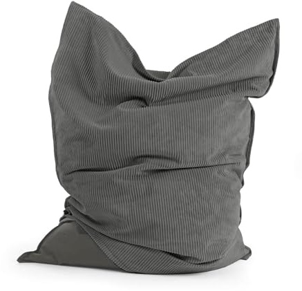 mokebo Sitzsack XXL mit Cord Bezug 'Der Große' (130x170 cm) Made in Germany, Indoor Bean Bag, Riesen-Sitzsack mit Füllung & Cover für Kinder & Erwachsene, Sitzkissen, Bodenkissen in Anthrazit
