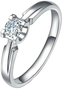 Ehering, Freundschaftsringe Weissgold PT950 Platin Lab Diamant 0.2CT Weiß Brillantschliff VVS mit Größe 58 (18.5) Gravur für Neujahr