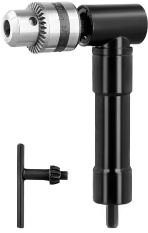 QWORK® Winkelbohrvorsatz, Bohrfutter, 90 °, Bohrfutter 0.8-10mm, Aluminiumlegierung,Maximales Drehmoment 25 Nm