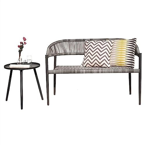 Xumh2024-3 Gartenbank Terrassenmöbel Allwetter-Terrassenbank, 2-Sitzer-Außenbank mit rundem Couchtisch, Terrassenmöbel-Set for Balkon, Terrasse, Hinterhof für Veranda(Set of 1)