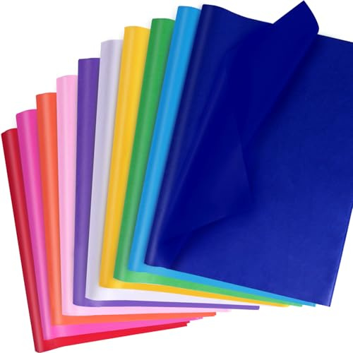 120 Blatt Bunt Seidenpapier für Geschenktüten, 10 Farben Seidenpapier Verpackungsmaterial, Bastelpapier, Seidenpapier Geschenkpapier für Geburtstag, Weihnachten, Party, Festival, 50 x 35 cm