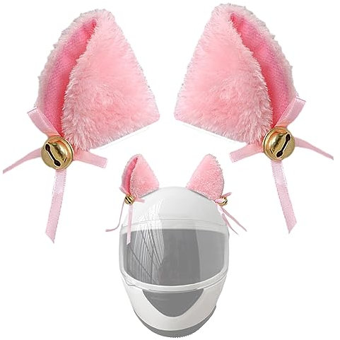 MEYINGOU Helm-Verzierungen Ohren Helmzubehör 1 Paar Glöckchen Katzenohren for Ski Fahrrad Motorradhelm Niedliche Plüsch Helmohren Helmhörner Helmzubehör(Pink)