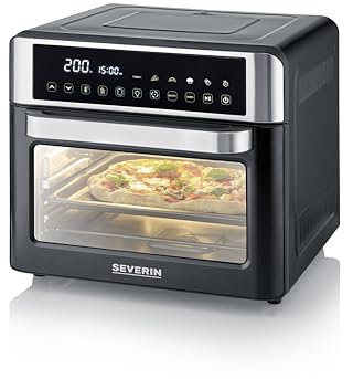SEVERIN TO 9579, Forno elettrico e friggitrice ad aria calda, Capacità 25 L, Regolazione Temp. da 40 a 220°C, 12 programmi automatici, Display Touch, No pre-riscaldamento, Accessori in dotazione