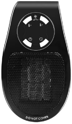 500W Steckdosen Heizlüfter Mini Heizung, FainFun MiNi Heater Steckdose, Steckdosenheizung Keramik Leise 500W mit Fernbedienung, Mini Heizgeräte mit 2 Ventilationsstufen, Thermostat, Timer(Schwarz)