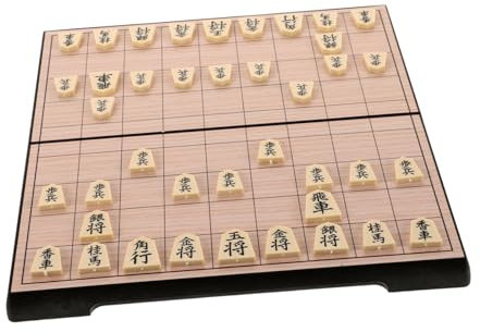 HEMOTON Japanisches Faltbares Magnetisches Shogi Schachspiel Kompakt und Reisefreundlich Traditionelles Brettspiel für Erwachsene und Kinder