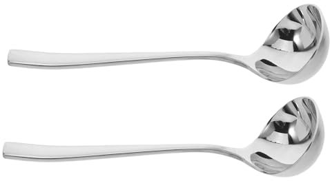 iplusmile 2pcs Soup Spoon Stainless Steel Soup Ladle Sauce Spoon for Gravy Serving