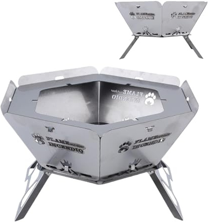 Braciere con riscaldamento esterno, stufa a legna esagonale, resistente, griglia per barbecue, stufa a legna per cucinare all'aperto, falò, patio, cortile