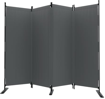 Phonjoroo Room Divider, 4 Panel Upgraded Folding Privacy Screen, 88” Highly Secretive Separation with 3 Metal Feet, Partition Screen, Lightweight Freestanding Wall Divider Bedroom (Grey)