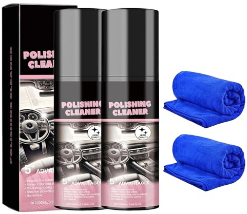 2025 New Polishing Cleaner Car Interior, Car Interior Cleaner Set, Upgraded 100ml Polishing Cleaner Car Interior, Interior All Purpose Car Cleaner for Rubber, Leather (2PC)