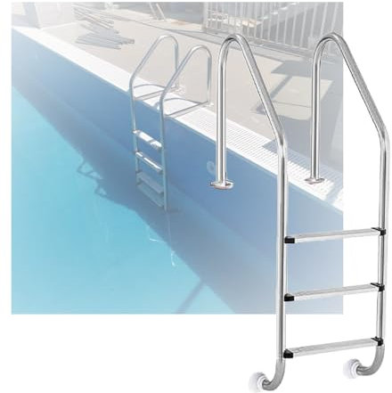 Swimming Pool Ladder, 2/3 Steps Heavy Duty Pool Step Easy Climbing, Pool Pedal Ladder for Outdoor Pool Water Park Fish Pond(3-Steps1.0mm)