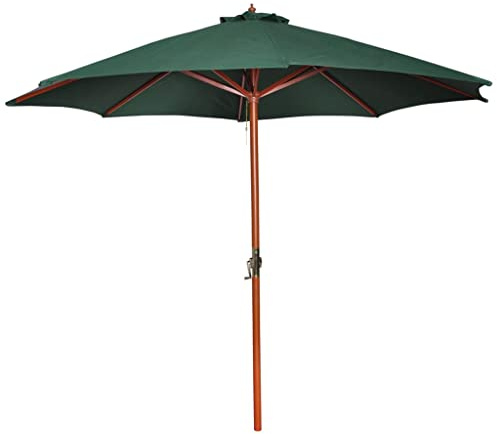 Homvdxl Parasol 3 M - Parasol Umbrella for Outdoor, Garden, Patio - Sun Shade Canopy with Hand Crank, Hard Wood Frame - Green