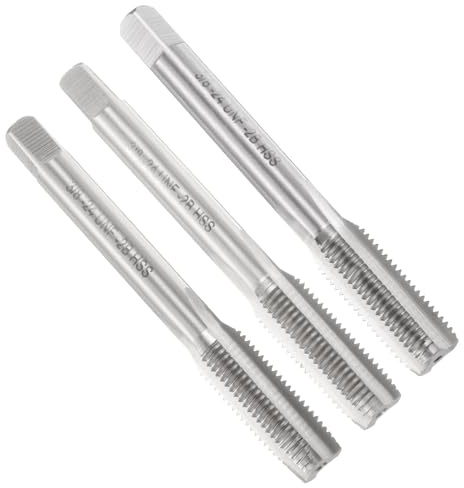 sourcing map 3-teiliges Handgewindebohrer-Set, 3/8-Zoll-24 UNF Kegel/Stecker/Untergewinde-Gewindebohrer, Hochgeschwindigkeitsstahl-Handgewindebohrer-Set