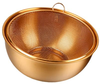 Avejjbaey Stainless Steel Strainer Fine Hole Colander With Mixing Bowl Set Kitchen Basket For Home Cooks And Professional Chefs Stainless Steels Colander