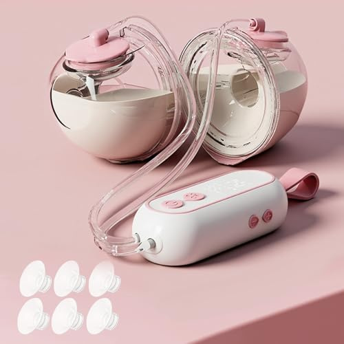 Tiralatte elettrico, 2 tiralatte elettrico Handsfree Breast Pump Electric portatile con 4 modalità e flange da 17/19/21 mm, senza BPA (rosa)