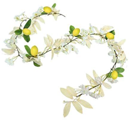 Ghirlanda artificiale di fiori di ciliegio e limone, pianta finta da appendere, decorazione per feste, interni ed esterni, anniversario, ufficio, giardino, bianco, 170 cm