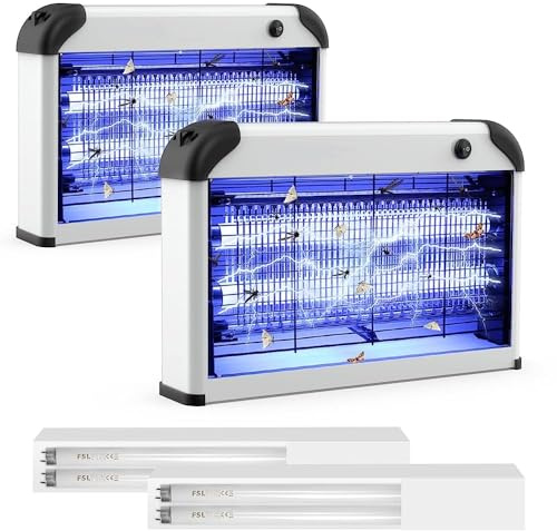 Insectaway Lámpara Repelente de Mosquitos 2PCS, Matamoscas Eléctrico 2400 V Doble Rejilla