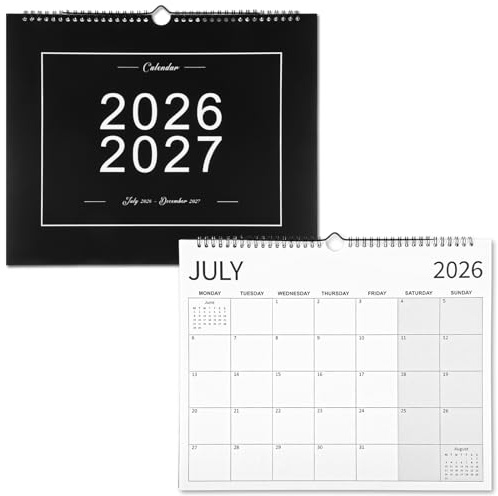 Calendar 2026/27 UK, 18 Month Wall Calendar, 37 x 30cm | Jul. 2026-Dec. 2027, 120GSM Thick Paper, Month to View, Large Daily Blocks, Include UK Holiday Reminders, Home or Office Use
