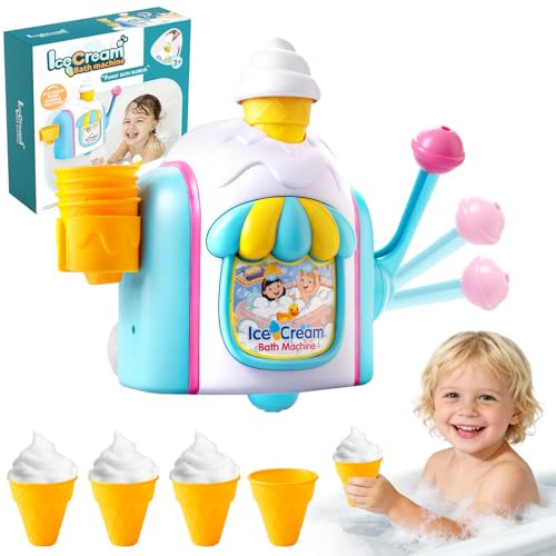 Ice Cream Bath Toy, Bath Ice Cream Foam Maker, Bubble Bath Machine Toy, Bathtub Shower Play Water Toys for 3 4 5 6 7 8 Years Old Boys Girls