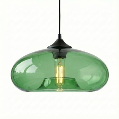 HJXDtech Pendelleuchte Esstisch Hängelampe, Vintage Hängeleuchte aus Glas in Grün, Esszimmerlampe Hängend, E27 Pendellampe für Küche Esszimmer Schlafzimmer Wohnzimmer