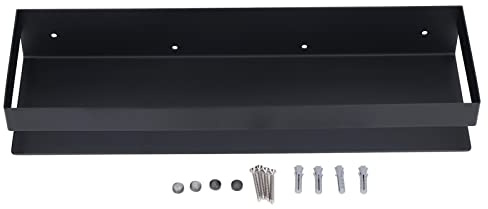 Adfaga 40cm Stainless Steel Bathroom Wall Shelf Modern Floating Shelf with Railing Design for Bathroom Kitchen Bedroom Storage Matte Black