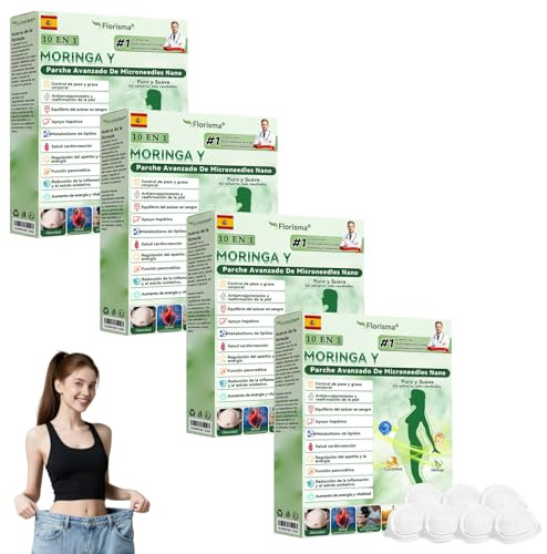 Florisma Moringa NAD+ Parche 10 en 1, Florisma Parches, Ingredientes Naturales, para hombres y mujeres (4 Caja)