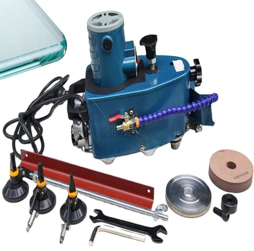 Electric Glass Edging Machine, 800W Portable Glass Edger for Straight, Round & Bevel Edges, Polish Edge Grinder for Acrylic, Marble, Ceramic