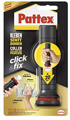 Pattex Kleben statt Bohren Click & Fix, Montagekleber Stempel für kleine Montagen, mit praktischem Spender, Weiß