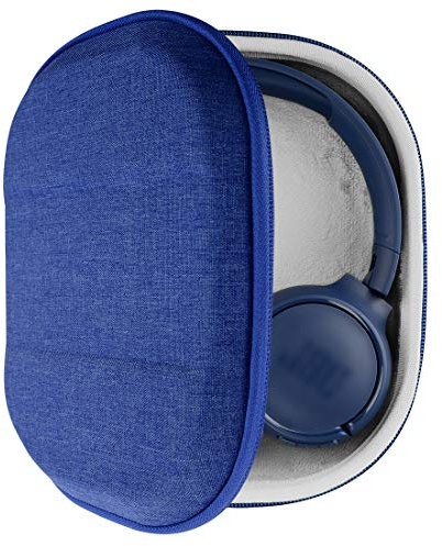 Geekria Shield Headphones Case Compatible with JBL Tune 660BTNC/700BT/510BT/570BT, Live 460NC, Replacement Hard Shell Travel Carrying Bag with Cable Storage (Blue)