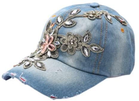 Qchomee Damen-Baseballkappe, verstellbare Baseballkappe, Damen- und Mädchen-Baseballkappe mit Diamantkappe, Denim-Baseball-Sport-Sonnenhut, Jeans-Hut, Sonnenschutzkappe, modische Baseballkappe für Out