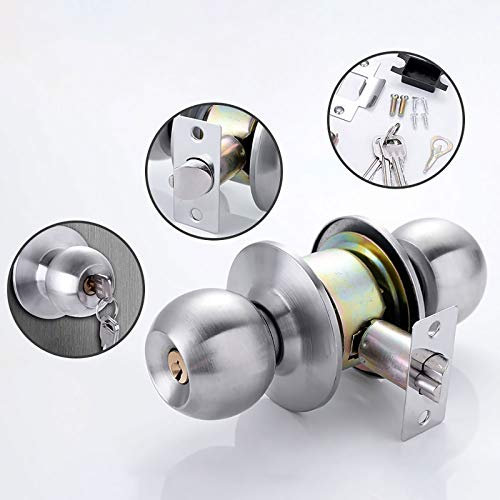 Türknauf mit Schloss und Schlüssel, Griff Keyed Abschließbar Home Büro Rund Verriegelt Türknauf, Verriegelung 60 / 70mm