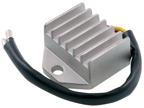 12V Universal Spannungsregler Gleichrichter kompatibel mit Piaggio, Peugeot | Laderegler für 12V-Lichtmaschine, 2 Kabel: Gelb Eingang, Rot Ausgang; kompatibel mit KYMCO Agility 125 City, YAMAHA Aerox 50