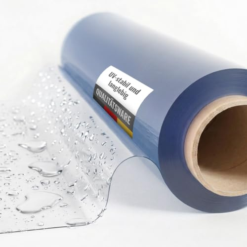 ANKO PLANEN Telo in PVC trasparente per camion 0,5 mm / 0,8 mm - telo finestra/telo trasparente - durevole e resistente ai raggi UV (0,5 mm, 1,4 m x 8 m, senza occhielli)