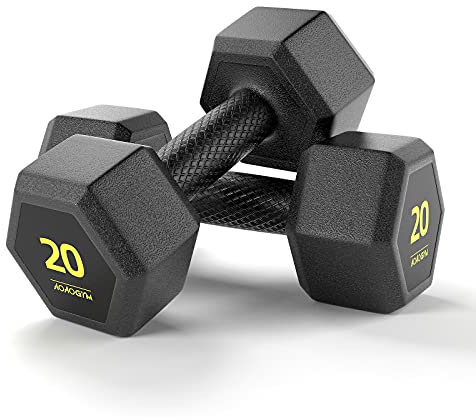 Hex Hanteln PVC Encase Beschichtung Freies Gewicht Hantel Set für Krafttraining, Home Gym Fitness und Ganzkörpertraining, 9 kg, Paar