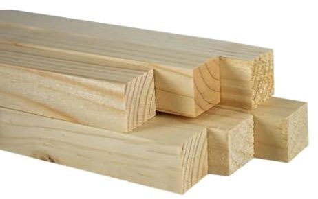 CHELY INTERMARKET Palos Madera 1x1x83cm Pack 12 Listones Naturales Para Bricolaje Carpintería Manualidades Proyectos DIY Corte Preciso Artesanía Decoración Construcción Tallado Lijado