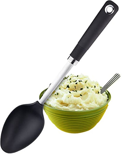 Sabatier Professional Nylon Serving Spoon - Anti-Scratch for Non-Stick Pans. Dishwasher Safe. Stainless Steel Core and Soft Grip Handle. Ideal Cooking Utensil. 25 Year Guarantee.