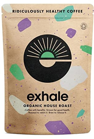 EXHALE Organic Ground Coffee - NEW LARGE 450G PACK - Single Origin and 100% Arabica Beans. For Cafetiere, Filter or AeroPress - Medium Roast
