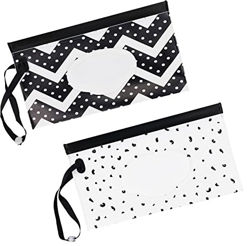 Baby Wet Wipes Pouches, 2 Pcs Baby Wet Wipes Dispensers, Travel Wet Wipes Bags Cases Reusable Refillable, Portable Wipe Carrying Pouches Case for Baby