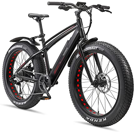 TELEFUNKEN Mountain E-Bike Fatbike 26 Elektrofahrrad mit Scheibenbremsen | 576Wh Li-Ion Akku | 45Nm Heckmotor | 8-Gang Kettenschaltung | LCD-Display | Pedelec mit 100km Reichweite | mit Fahrradschloss