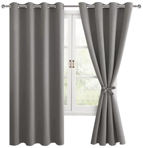 Hiasan Verdunklungsvorhänge Gardinen mit Ösen,Grau Blickdicht Vorhänge,2 Stück,140 x 175 cm (Breite x Höhe),weiche Schiebevorhänge für Schlafzimmer,Wohnzimmer usw.