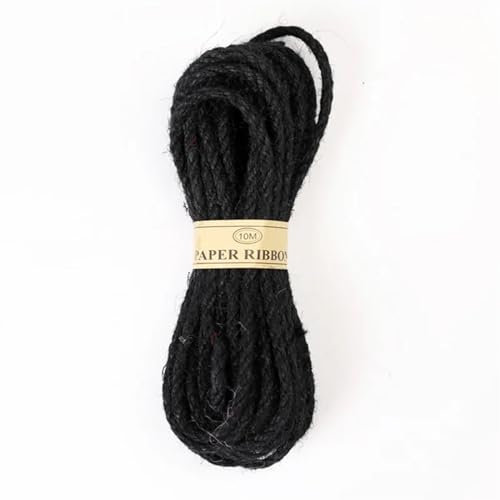 Garten Schnur 6mm 10 Meter Farbe Geflochtenes Hanf Jute Seil Studenten Kreative Handarbeit Handwerk DIY Schnur Dekoration String Hause Textil Vase (Color : Black Rope)
