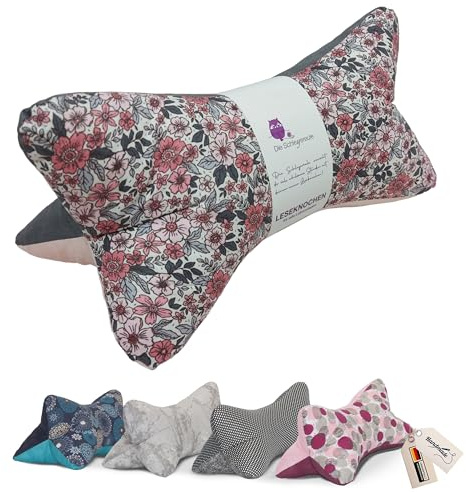 Die Schleyereule Leseknochen Blätter Nackenkissen floral Handmade in Deutschland, waschbar und ergonomisch, als Nackenrolle und Lesekissen nutzbar (Brita)